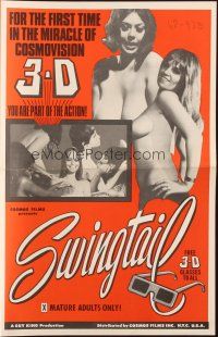 4s703 SWINGTAIL pressbook '69 sexploitation for the first time in the miracle of CosmoVision 3-D!