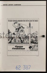 4s704 SWORD OF THE CONQUEROR pressbook '62 art of Jack Palance as barbarian holding sexy girl!