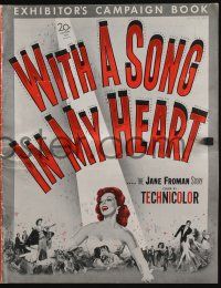4s749 WITH A SONG IN MY HEART pressbook '52 art of elegant Susan Hayward as singer Jane Froman!