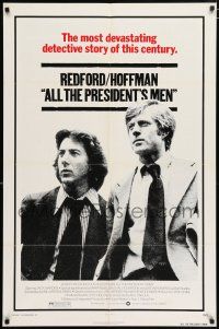 4t025 ALL THE PRESIDENT'S MEN 1sh '76 Dustin Hoffman & Robert Redford as Woodward & Bernstein!