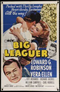 4t072 BIG LEAGUER 1sh '53 Edward G. Robinson, Vera-Ellen, Robert Aldrich directed, baseball!