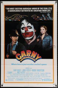 4t120 CARNY style B 1sh '80 Jodie Foster, Robbie Robertson, Gary Busey in carnival clown make up!