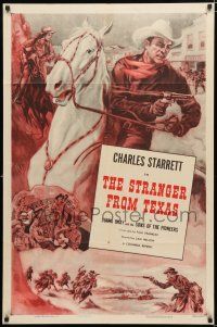 4t130 CHARLES STARRETT 1sh '53 w/ Lorna Gray & the Sons of the Pioneers, The Stranger from Texas!