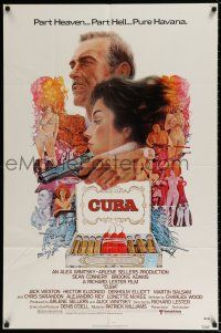 4t166 CUBA 1sh '79 cool artwork of Sean Connery & Brooke Adams and cigars!