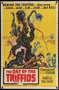 4t175 DAY OF THE TRIFFIDS 1sh '62 classic English sci-fi horror, cool different monster art!