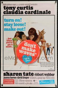 4t203 DON'T MAKE WAVES 1sh '67 Tony Curtis with super sexy Sharon Tate & Claudia Cardinale!