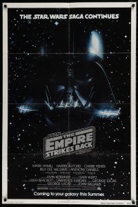 4t224 EMPIRE STRIKES BACK advance 1sh '80 George Lucas, image of Darth Vader head floating in space