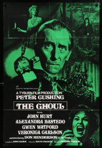 4t300 GHOUL English 1sh '75 close-up of Peter Cushing, cannibals, wild horror images!