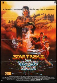 4t828 STAR TREK II English 1sh '82 The Wrath of Khan, Leonard Nimoy, William Shatner, Bob Peak art