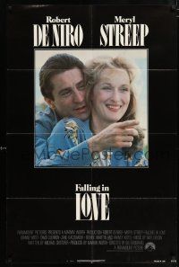 4t234 FALLING IN LOVE 1sh '84 romantic close-up of Robert De Niro & Meryl Streep!