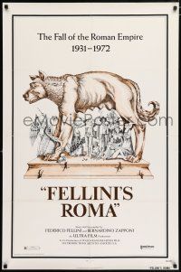 4t244 FELLINI'S ROMA 1sh '72 Italian Federico classic, the fall of the Roman Empire!