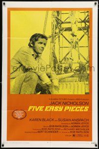 4t260 FIVE EASY PIECES 1sh '70 cool image of Jack Nicholson, directed by Bob Rafelson!
