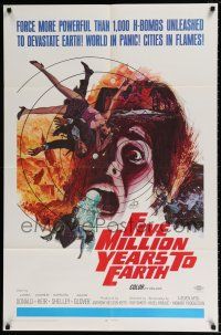 4t262 FIVE MILLION YEARS TO EARTH 1sh '67 cities in flames, world panic spreads, art by Allison!