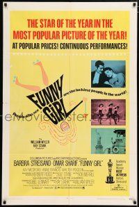4t291 FUNNY GIRL 1sh '69 Barbra Streisand, Omar Sharif, directed by William Wyler!