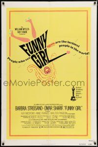 4t292 FUNNY GIRL 1sh R72 Barbra Streisand, Omar Sharif, directed by William Wyler!