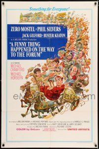 4t293 FUNNY THING HAPPENED ON THE WAY TO THE FORUM 1sh '66 wacky image of Zero Mostel & cast!