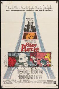 4t298 GAY PURR-EE 1sh '62 Judy Garland, Robert Goulet, Red Buttons, cartoon cats!