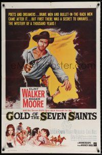 4t311 GOLD OF THE SEVEN SAINTS 1sh '61 Clint Walker, Roger Moore, the mystery of a thousand years!