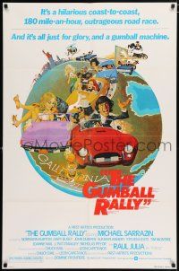 4t330 GUMBALL RALLY style A 1sh '76 Michael Sarrazin, wacky art of car racing around the world!