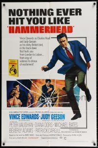 4t339 HAMMERHEAD 1sh '68 cool images of detective Vince Edwards & sexy Judy Geeson!