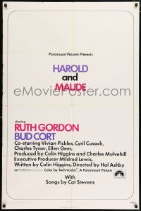 4t343 HAROLD & MAUDE 1sh '71 Ruth Gordon, Bud Cort is equipped to deal w/life!