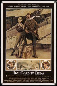 4t354 HIGH ROAD TO CHINA 1sh '83 Morgan Kane art of aviator Tom Selleck & Bess Armstrong!