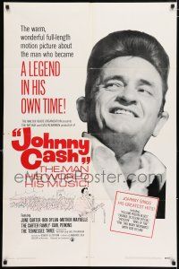 4t419 JOHNNY CASH 1sh '69 great portrait of most famous country music star!