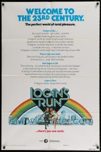 4t466 LOGAN'S RUN advance 1sh '76 art of Michael York & Jenny Agutter running away by Charles Moll!