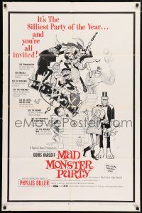 4t489 MAD MONSTER PARTY 1sh '68 great Frazetta artwork of animated Dracula, Mummy & Igor!