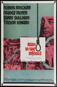 4t503 MAN IN THE MIDDLE 1sh '64 Robert Mitchum, France Nuyen, Barry Sullivan, Trevor Howard