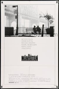 4t510 MANHATTAN style B 1sh '79 classic image of Woody Allen & Diane Keaton by bridge!