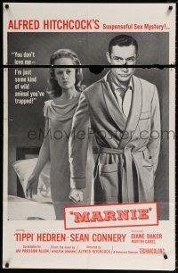 4t515 MARNIE military 1sh '64 Sean Connery & Tippi Hedren in Alfred Hitchcock sex mystery!