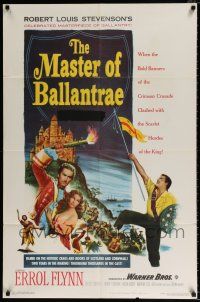 4t522 MASTER OF BALLANTRAE 1sh '53 Errol Flynn, Scotland, from Robert Louis Stevenson story!