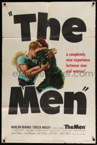 4t531 MEN 1sh '50 very first Marlon Brando, Jack Webb, directed by Fred Zinnemann!