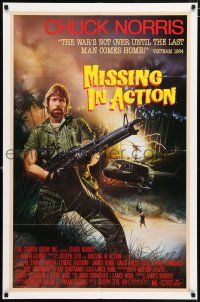 4t553 MISSING IN ACTION 1sh '84 cool Watts artwork of Chuck Norris in Vietnam!