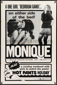 4t565 MONIQUE/HOT PANTS HOLIDAY 1sh '70s sexy lesbian sexploitation double-bill!