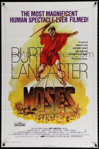 4t573 MOSES 1sh '76 religious Burt Lancaster, a man of wisdom & strength crushed an empire!