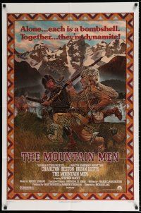 4t576 MOUNTAIN MEN 1sh '80 great Hopkins art of mountain men Charlton Heston & Brian Keith!