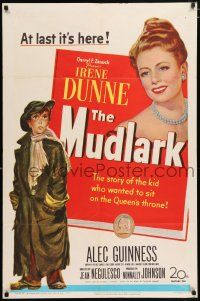 4t584 MUDLARK 1sh '51 great artwork of Irene Dunne as Queen Victoria of England!
