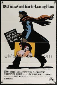 4t622 NEXT STOP GREENWICH VILLAGE 1sh '76 cool art of Lenny Baker in New York by Milton Glaser!