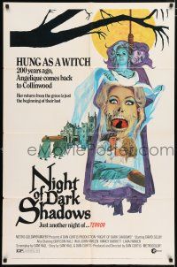 4t630 NIGHT OF DARK SHADOWS 1sh '71 wild freaky art of the woman hung as a witch 200 years ago!