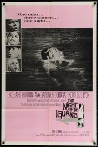 4t631 NIGHT OF THE IGUANA 1sh '64 Richard Burton, Ava Gardner, Sue Lyon, Deborah Kerr, John Huston