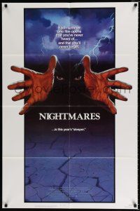4t641 NIGHTMARES 1sh '83 cool sci-fi horror art of faceless man reaching forward!
