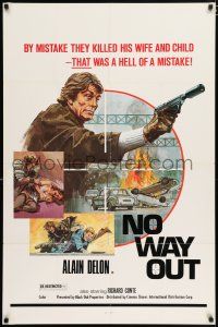 4t643 NO WAY OUT 1sh '77 Tony Arzenta, cool artwork of Alain Delon pointing gun!