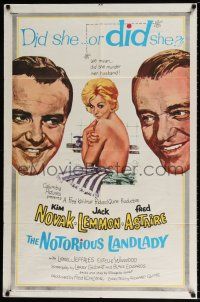 4t650 NOTORIOUS LANDLADY 1sh '62 art of sexy Kim Novak between Jack Lemmon & Fred Astaire!