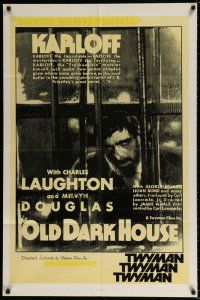 4t656 OLD DARK HOUSE 1sh R81 Melvyn Douglas, Charles Laughton, Boris Karloff in window!