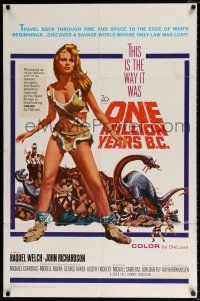 4t661 ONE MILLION YEARS B.C. 1sh '66 full-length sexiest prehistoric cave woman Raquel Welch!