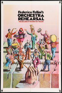 4t671 ORCHESTRA REHEARSAL 1sh '79 Federico Fellini's Prova d'orchestra, cool Bonhomme artwork!