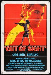 4t674 OUT OF SIGHT DS 1sh '98 Steven Soderbergh, cool image of George Clooney, Jennifer Lopez!