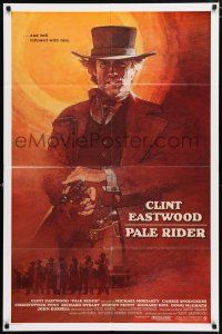 4t679 PALE RIDER int'l 1sh '85 great different art of cowboy Clint Eastwood by Grove!